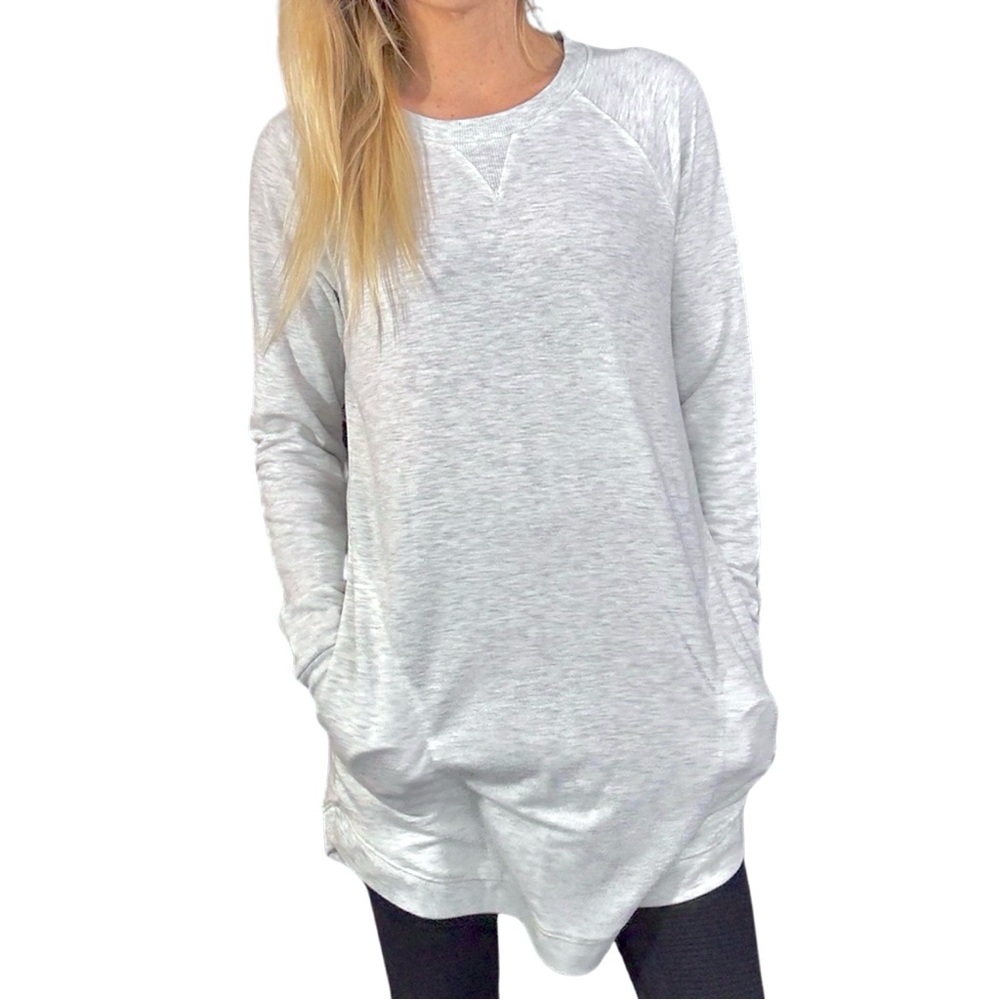 TEK GEAR Women’s French Terry‎ Thumb Hole Tunic- Light Moon Heather - Picture 2 of 6